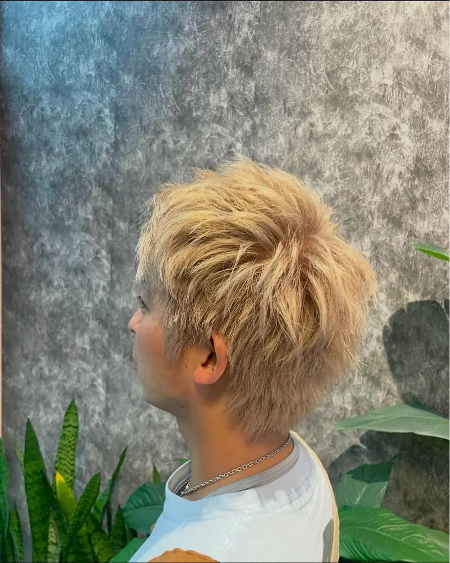 メンズ メンズブリーチ スパイキーショート BLEACH 🟥 PERM 天神🏆のヘアスタイル