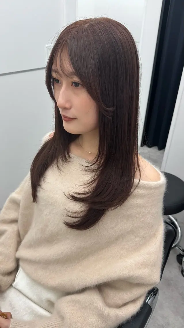 ロング パーマ カット パーマ 縮毛矯正 デジタルパーマ🫧 韓国風ヘア🫧サクラのヘアスタイル