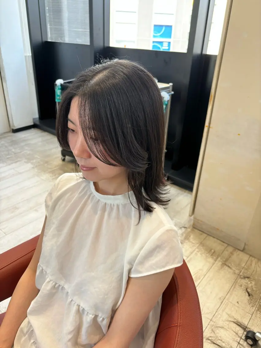 ミディアム 顔まわりレイヤー 顔周りカット レイヤーカット カット 杉原魁/髪質改善/ 似合わせパーマのヘアスタイル