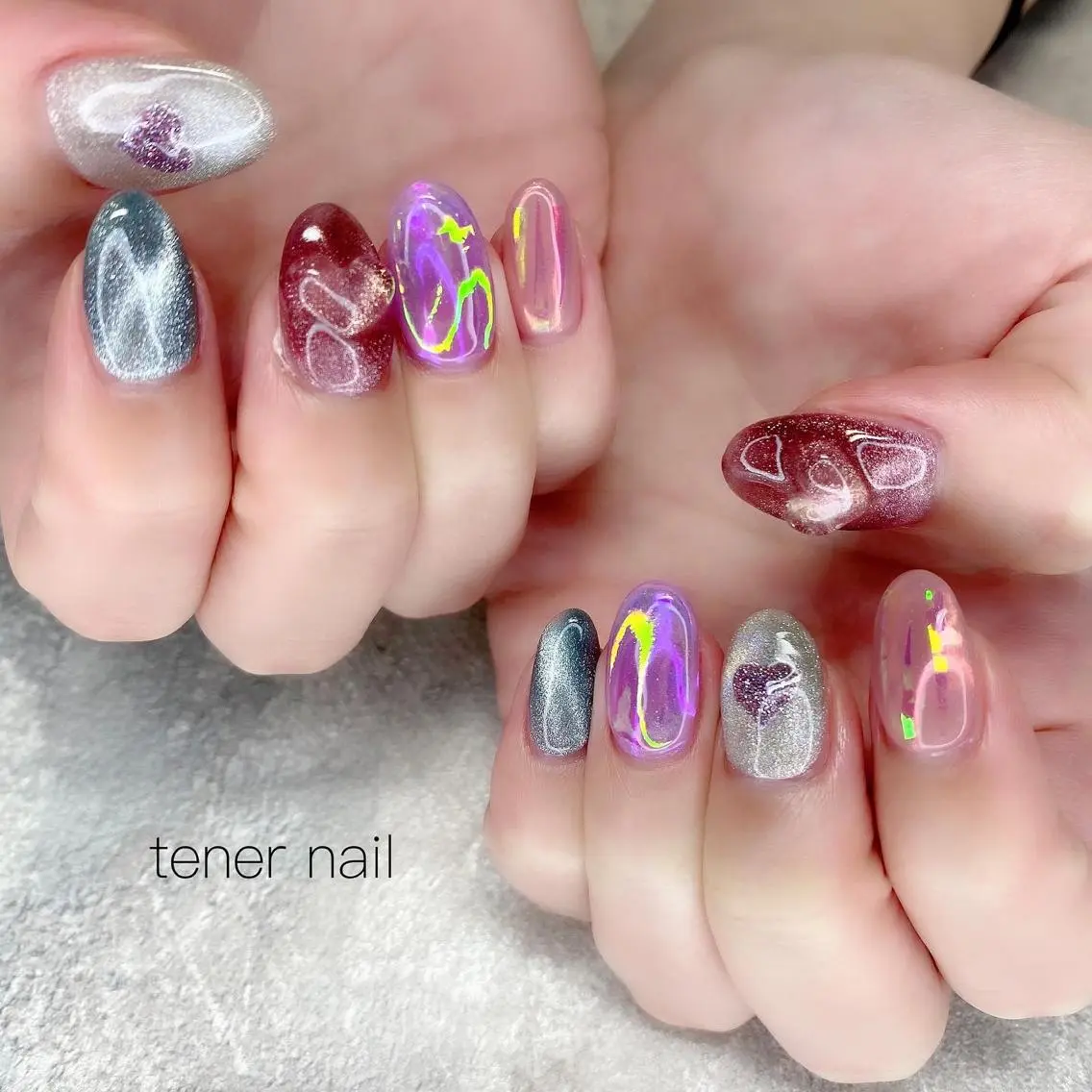 ネイル ハート 氷ネイル・うるうるネイル ぷっくりネイル テネルネイル tener nailのネイルデザイン