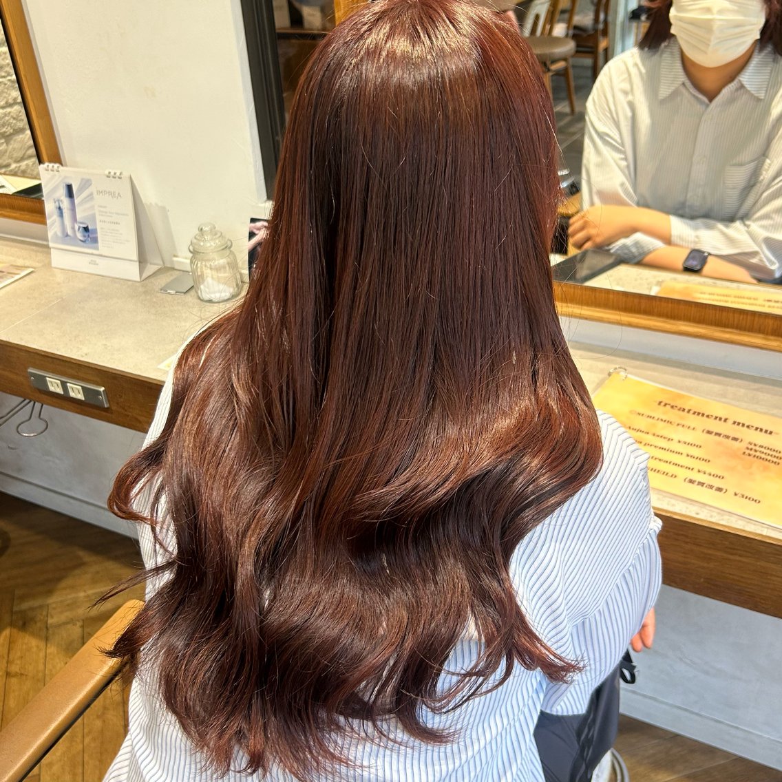 ロング カラー ブラウンカラー ピンクカラー ピンクブラウン カット ヘアカラー トリートメント ココナ./ 昭島/立川のヘアスタイル