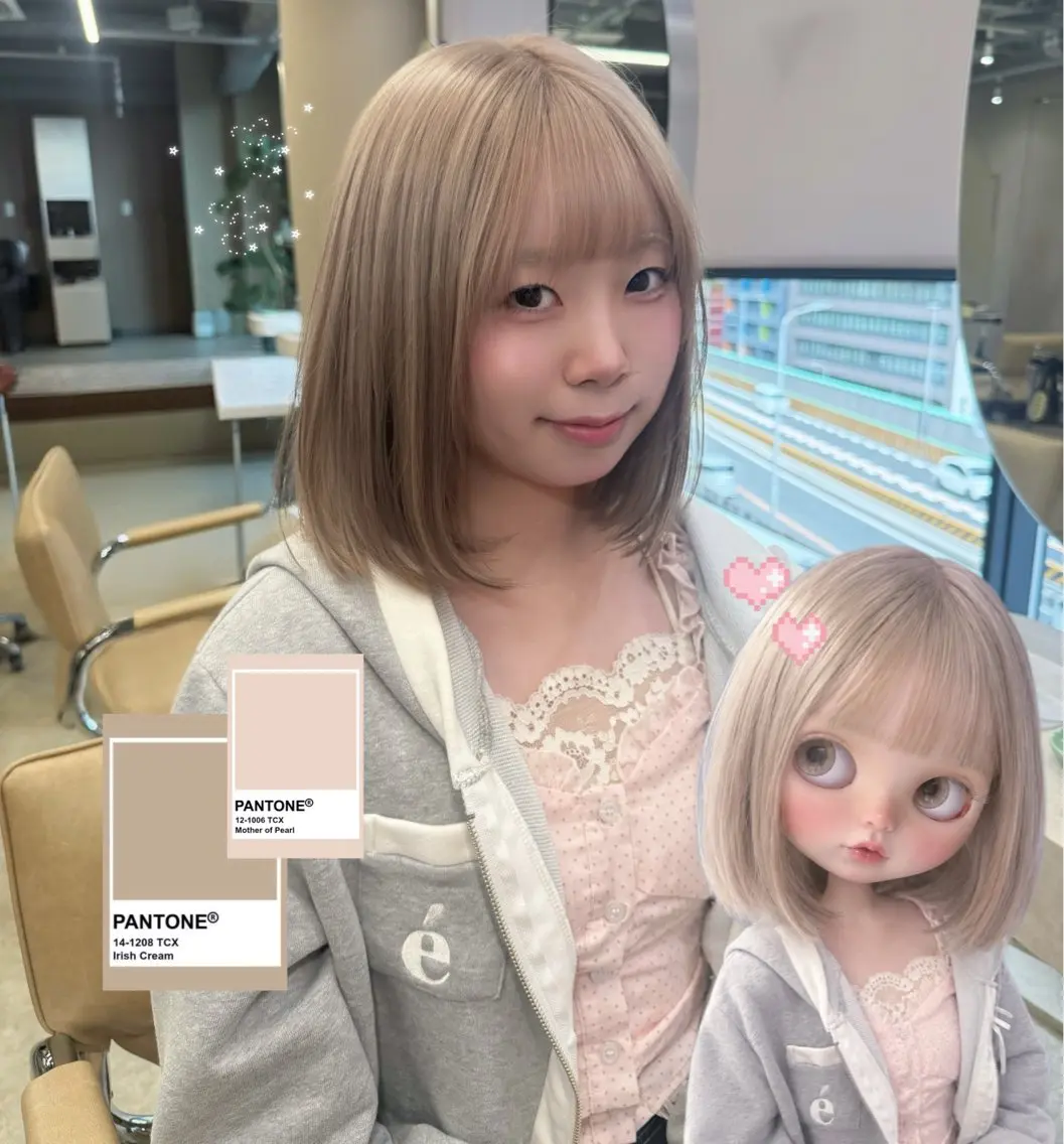 セミロング カラー ベージュカラー ブリーチ ミルクティーベージュ ヘアカラー トリートメント 梅田/似合 わせ艶ハイトーン💘のヘアスタイル