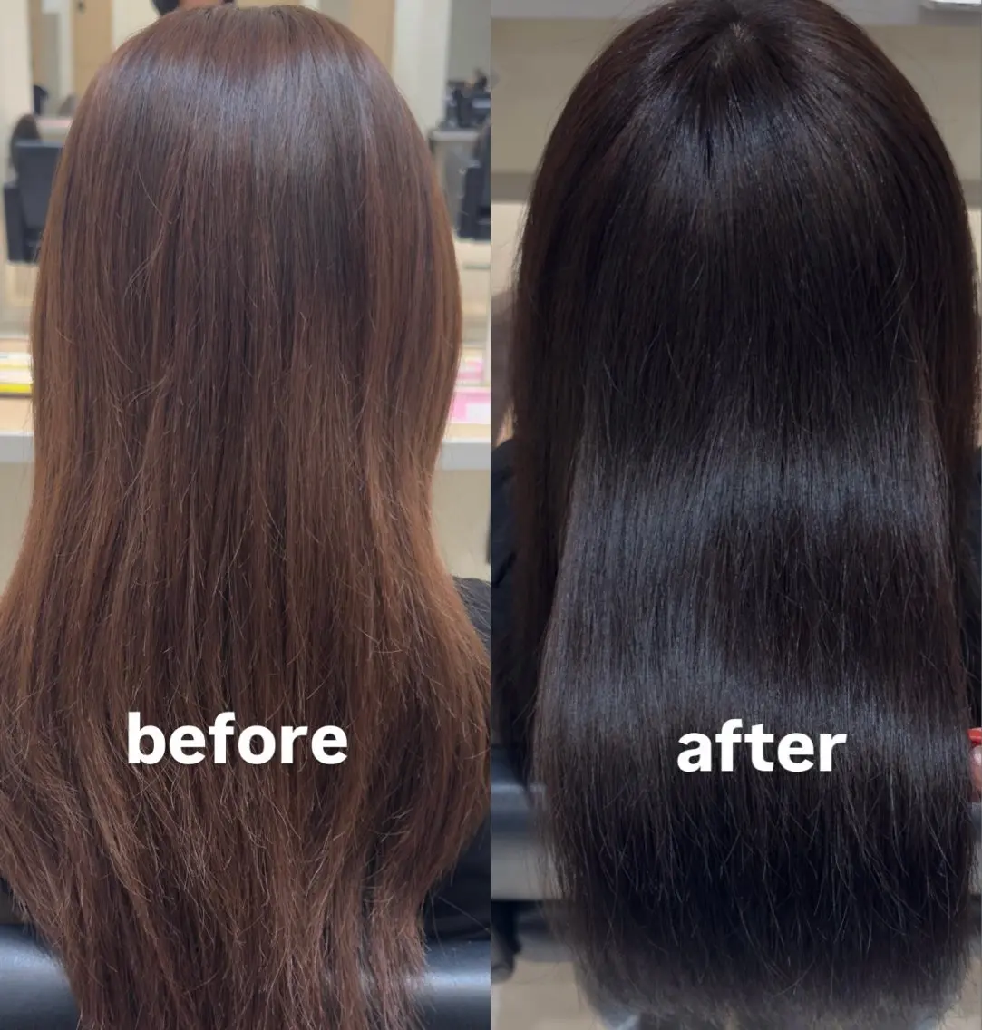 ロング カラー ブラウンカラー ラベンダーカラー ヘアカラー トリートメント かんた /百道浜・髪質改善のヘアスタイル