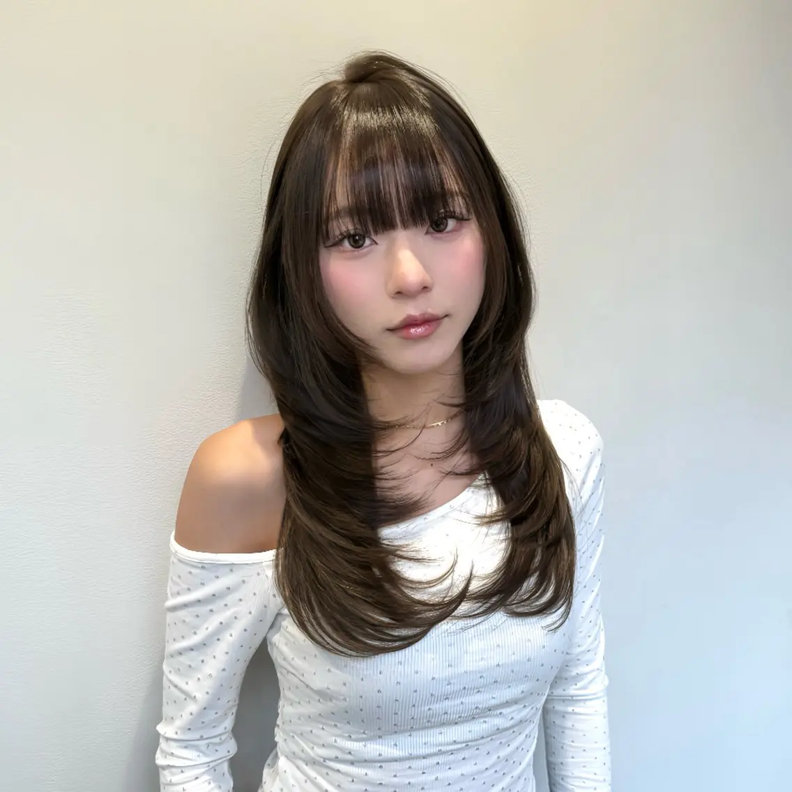 ロング カラー ベージュカラー ハッシュカット カット ヘアカラー ハッシュカット/艶感 カラー/ユウキ✨のヘアスタイル