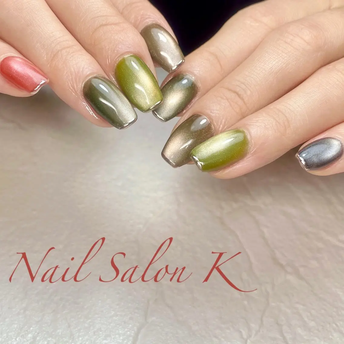 ネイル フレンチネイル マグネットネイル ミラーネイル ハンドネイル Nail Salon K 🧸美爪育成のネイルデザイン