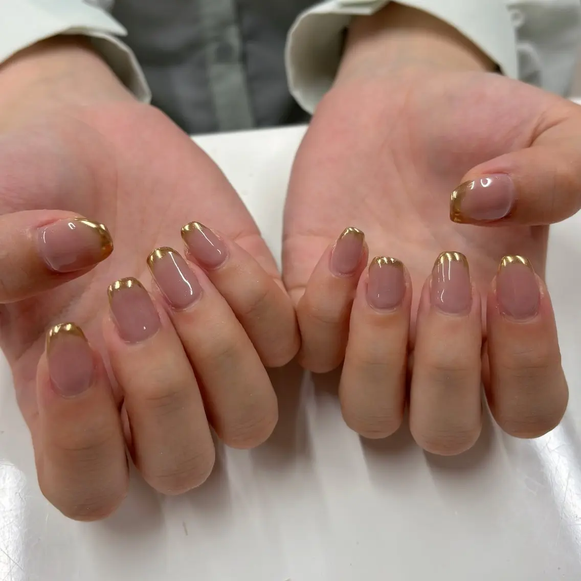 ネイル アートネイル フレンチネイル ゴールド ミラーネイル シンプルネイル bs-nail Aiのネイルデザイン