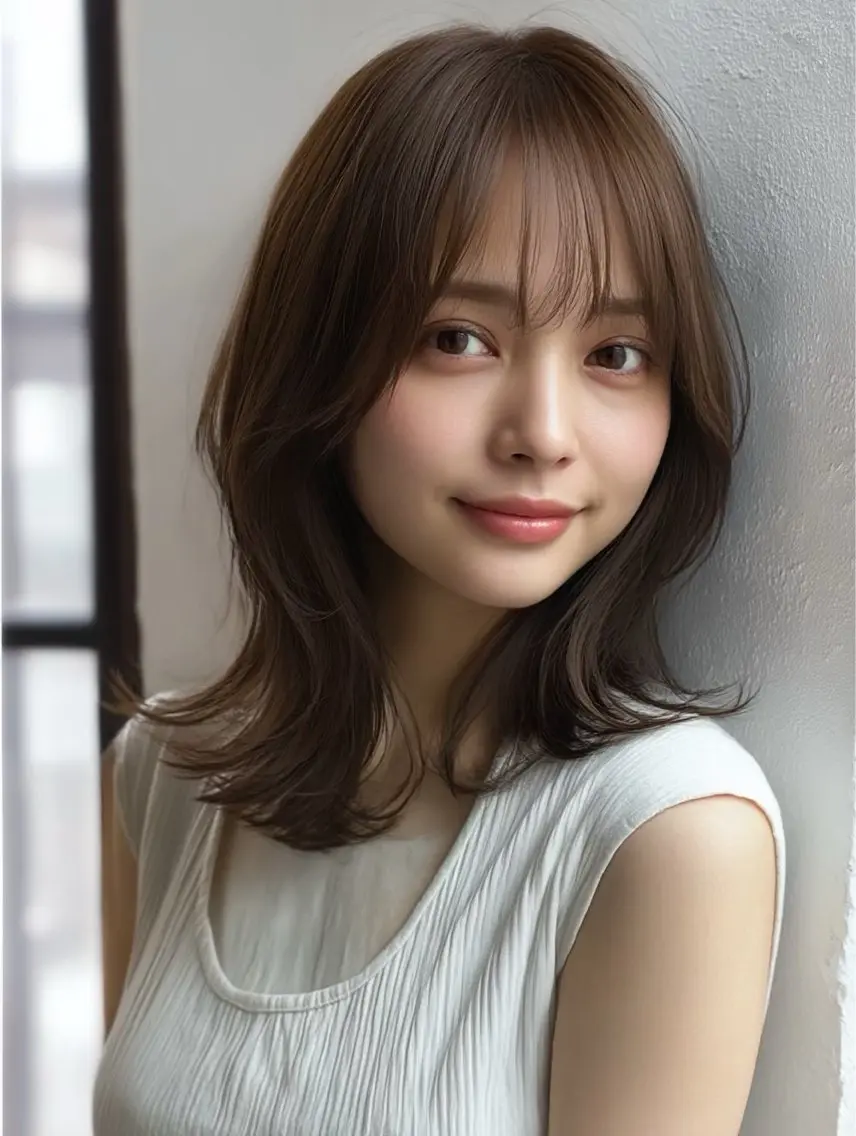 ミディアム カラー 井ノ川 真奈美のヘアスタイル