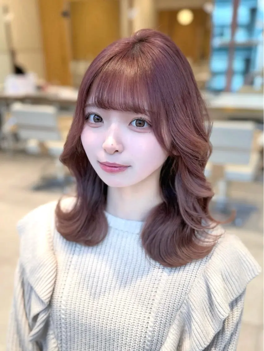 ミディアム カラー カット ヘアカラー トリートメント ヘッドスパ ヘアセット 韓国ヘア/レイヤー/ 顔まわり/りょーとのヘアスタイル