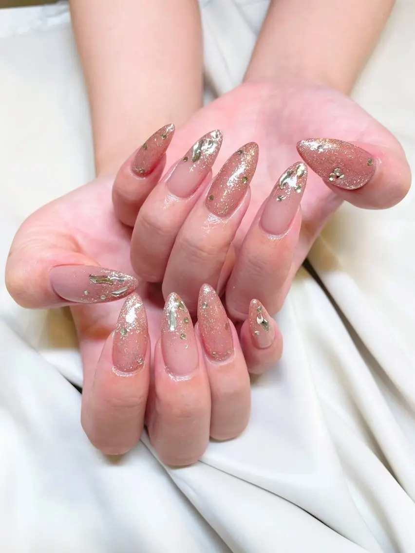 ネイル グラデーション ラメ(グリッター) ラメグラデーション ピンク ハンドネイル ui nailのネイルデザイン