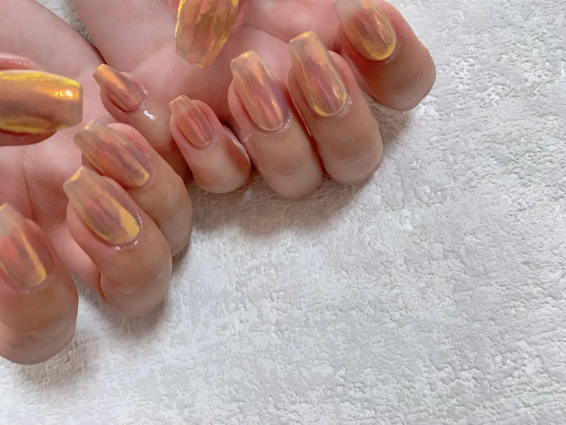 ネイル オーロラネイル ジェルネイル 韓国ネイル メンズネイル ミラーネイル kiki nail たまプラーザのネイルデザイン