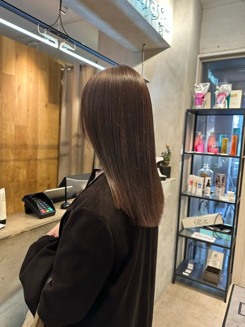 ミディアム カラー カット ヘアカラー トリートメント ヘッドスパ REINA☁️透明感 カラー/ぷつっと♡のヘアスタイル
