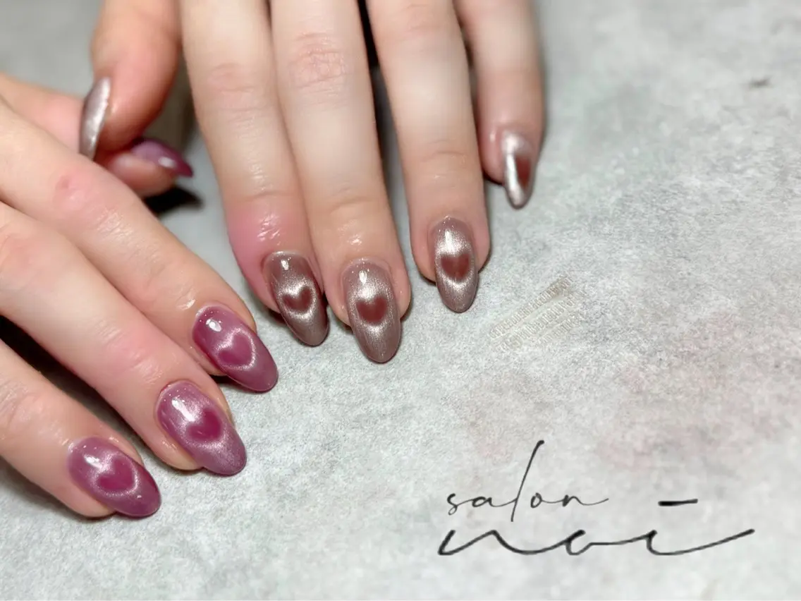 ネイル ハート マグネットネイル ハンドネイル salon noiのネイルデザイン
