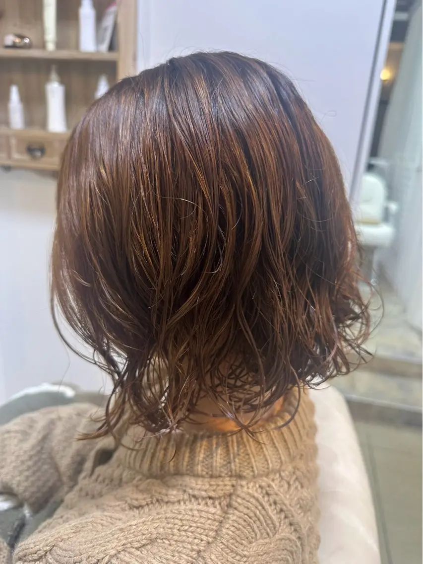 ミディアム パーマ ミディアムパーマ ボブ パーマ eMu🫧 〜𝑴𝒊𝒖〜のヘアスタイル