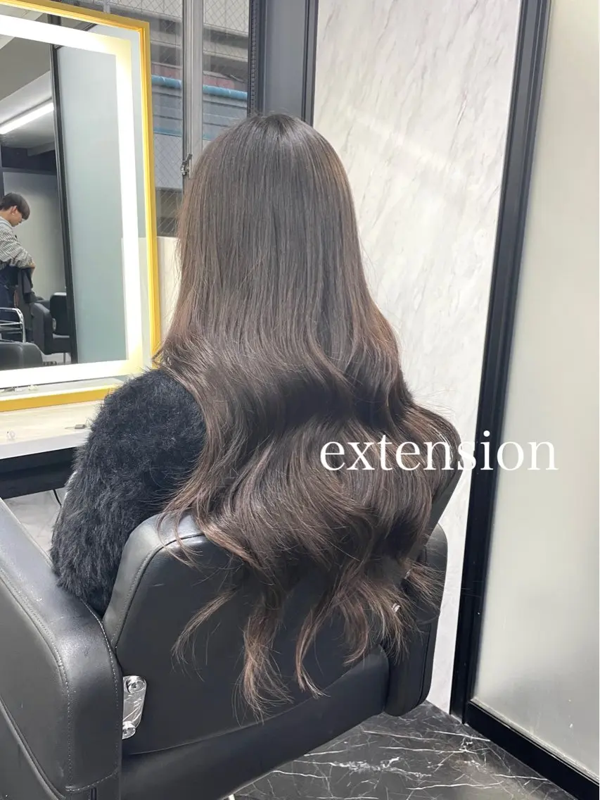 ロング カラー エクステ エクステ🩵ブリーチ 韓国ヘア🩵KAEのヘアスタイル