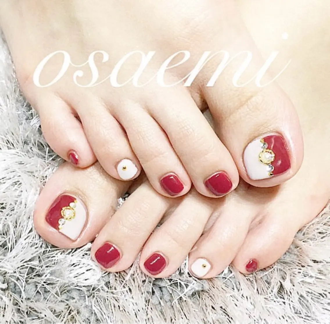 ネイル チークネイル フラッシュネイル フットネイル フレンチネイル グラデーション フットネイル osa emiのネイルデザイン