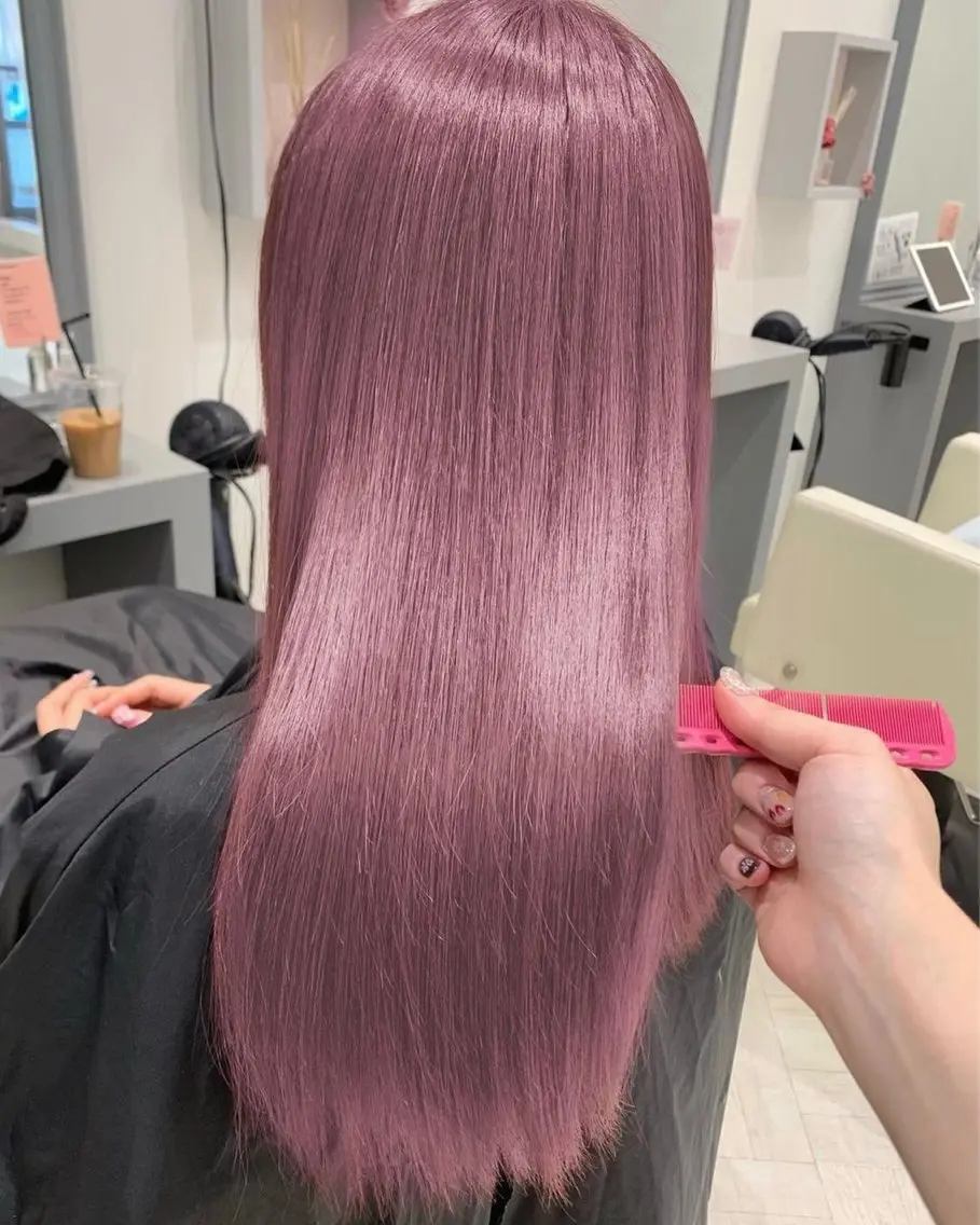 ロング カット ヘアカラー トリートメント ヘアセット クルミ🤍推し活 🎀ピンクカラーのヘアスタイル