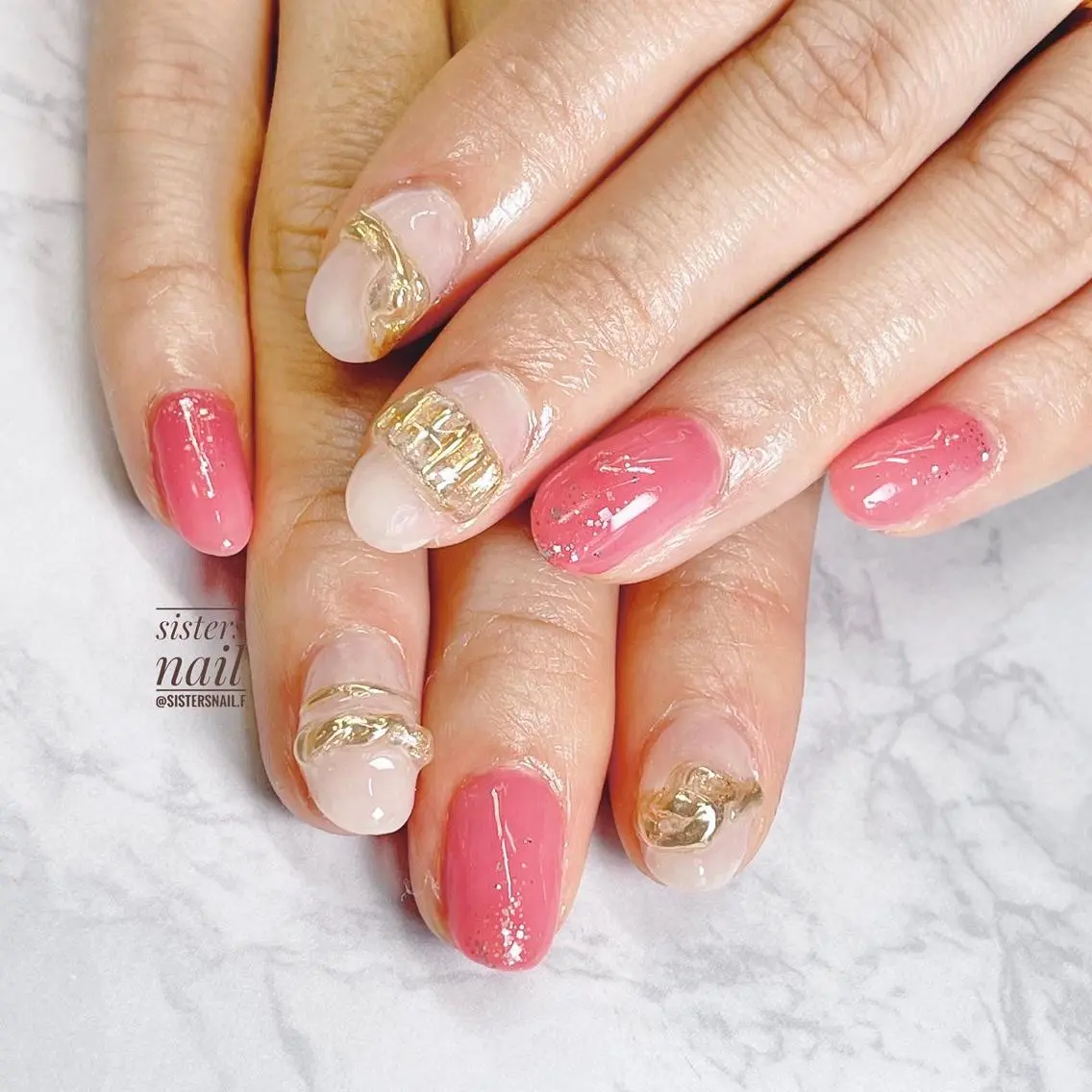 ネイル アートネイル ニュアンスネイル ワンカラーネイル ピンク シンプルネイル sisters nail.fのネイルデザイン