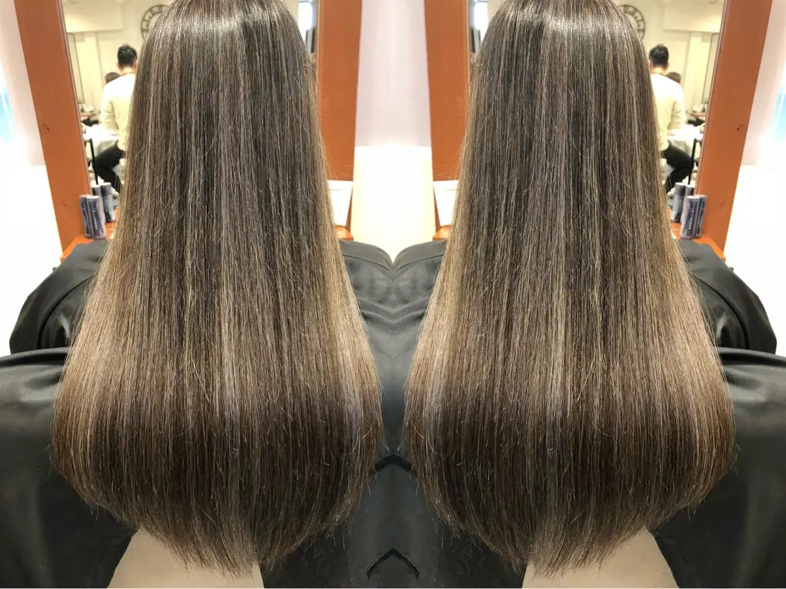 ロング カラー ベージュカラー ハイライトカラー シルバー シルバーベージュ ハイライト 【eimee】 店長✂️TAKUMAのヘアスタイル