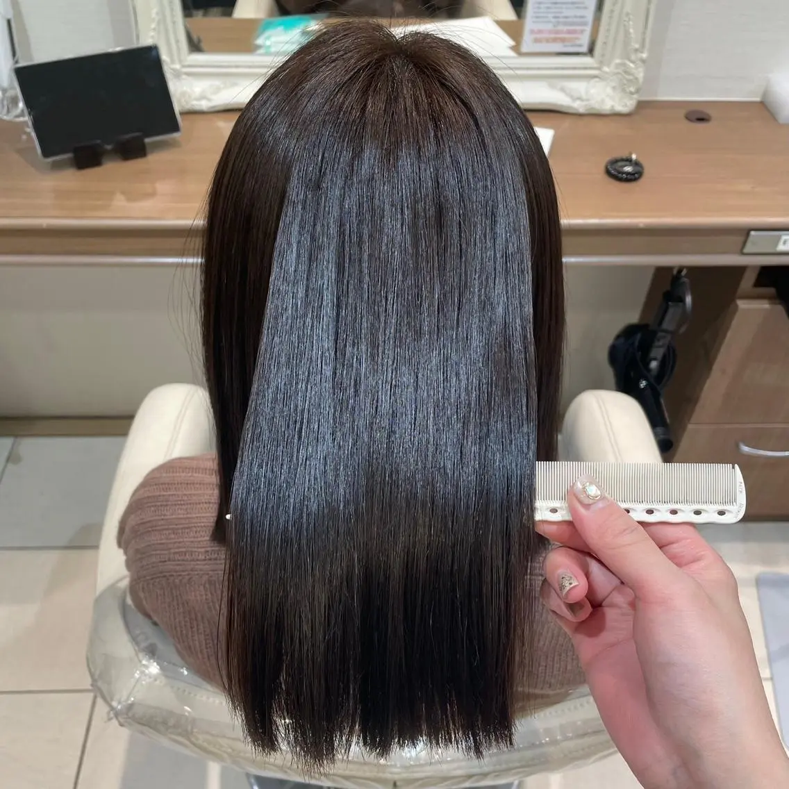 セミロング 縮毛矯正 田畑 あやののヘアスタイル