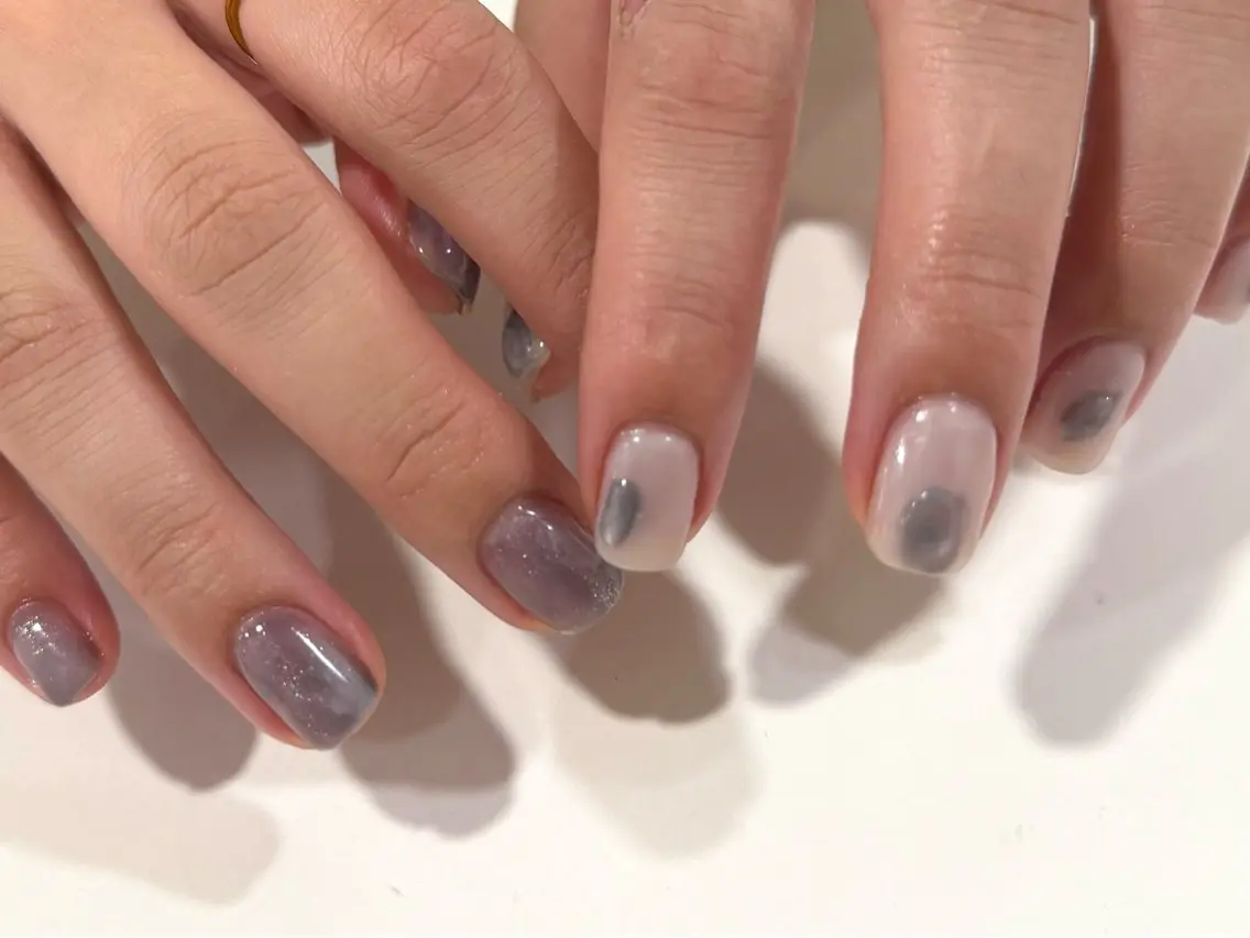 ネイル ジェルネイル マグネットネイル ニュアンスネイル パラジェル Lino中目黒 🎀 パラジェルのネイルデザイン