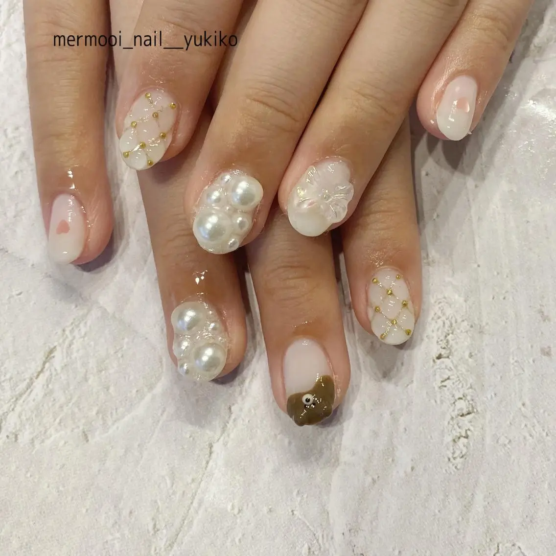 ネイル 韓国ネイル バレンタイン ワンホンネイル mermooi nailのネイルデザイン