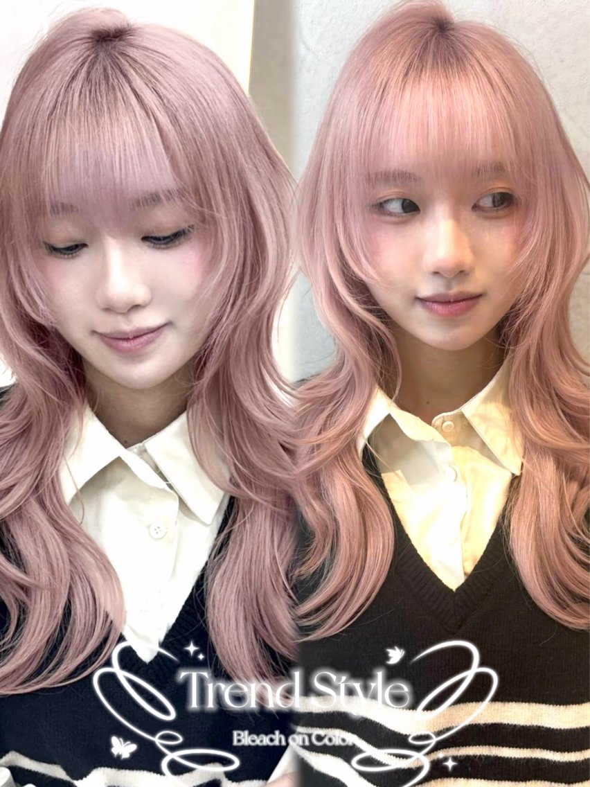 セミロング カラー ベージュカラー ブリーチ ダブルカラー ピンクカラー ピンクベージュ ヘアカラー トリートメント 🍑ももか🍑透明感 カラー/赤羽🎀のヘアスタイル