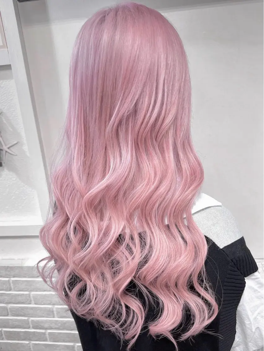 ロング カラー ブリーチ 透明感カラー ハイトーンカラー ピンクカラー 韓国風ヘア ヘアカラー 肥田 俊輔のヘアスタイル