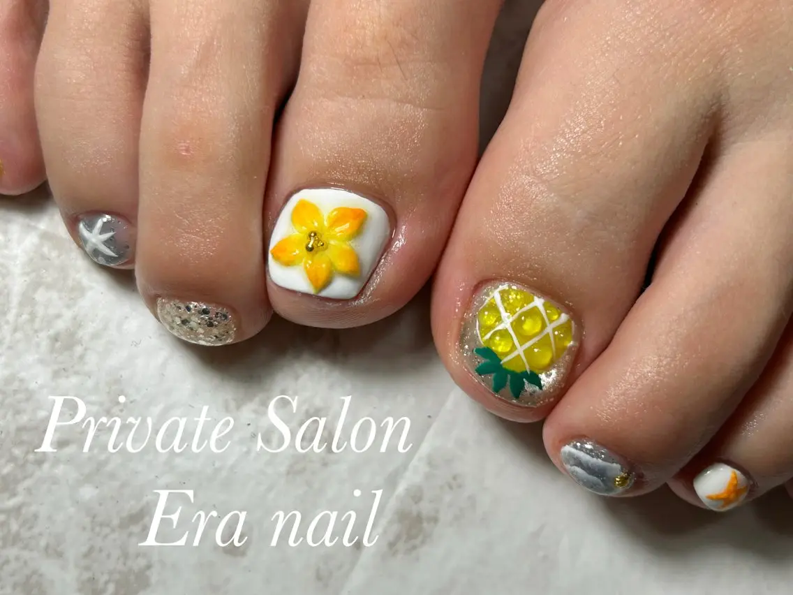 ネイル アートネイル クリアネイル フットネイル ぷっくりネイル フットネイル Era nailのネイルデザイン