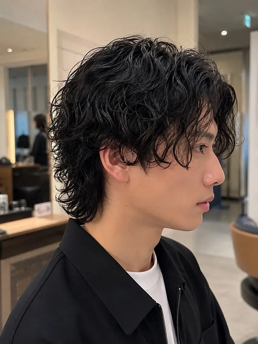 パーマ メンズ カット パーマ 宇梶 千愛のヘアスタイル