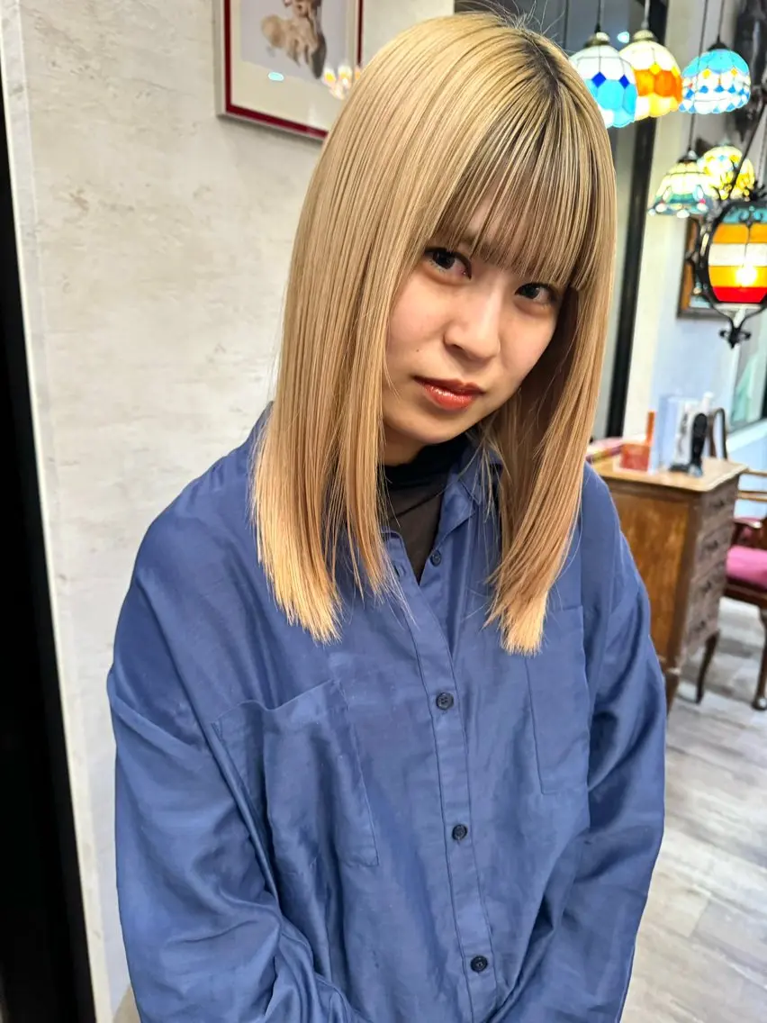 ミディアム ミストバング マツノ ユウキのヘアスタイル