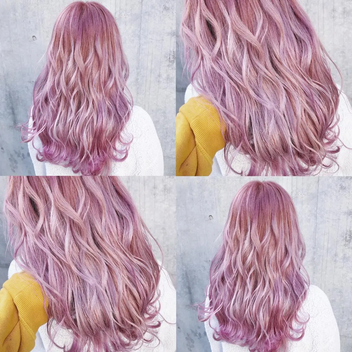 ロング カラー ヘアアレンジ メンズ キッズ ピンクカラー カット ヘアカラー トリートメント 💟Chloe原宿店 🩶ハイトーンのヘアスタイル