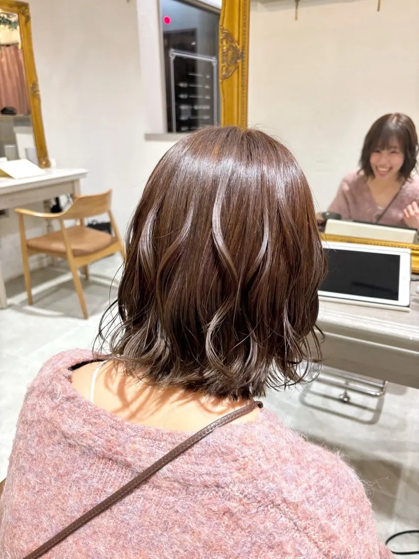 ミディアム カラー ヘアアレンジ ブリーチ ブリーチなしカラー 縮毛矯正 ヘアカラー トリートメント 🌷艶髪/髪質改善/ 松村きさら🌷のヘアスタイル