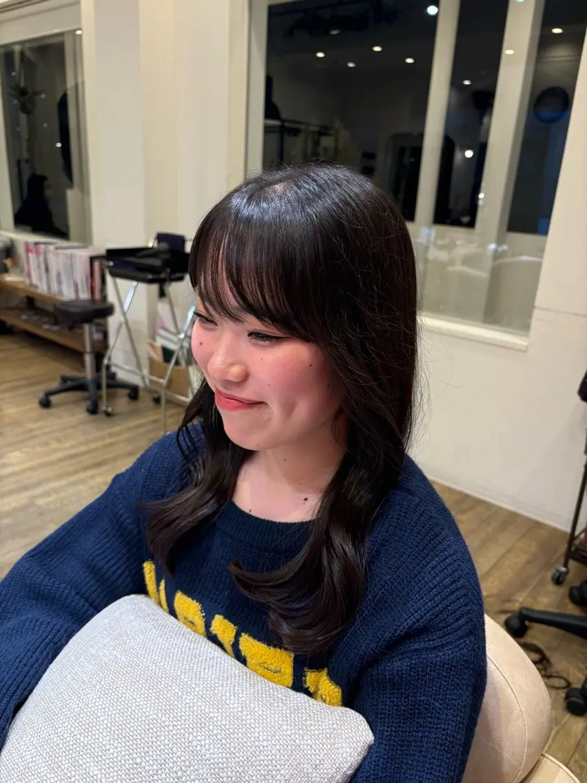 セミロング 顔周りカット MAHAE 中司のヘアスタイル