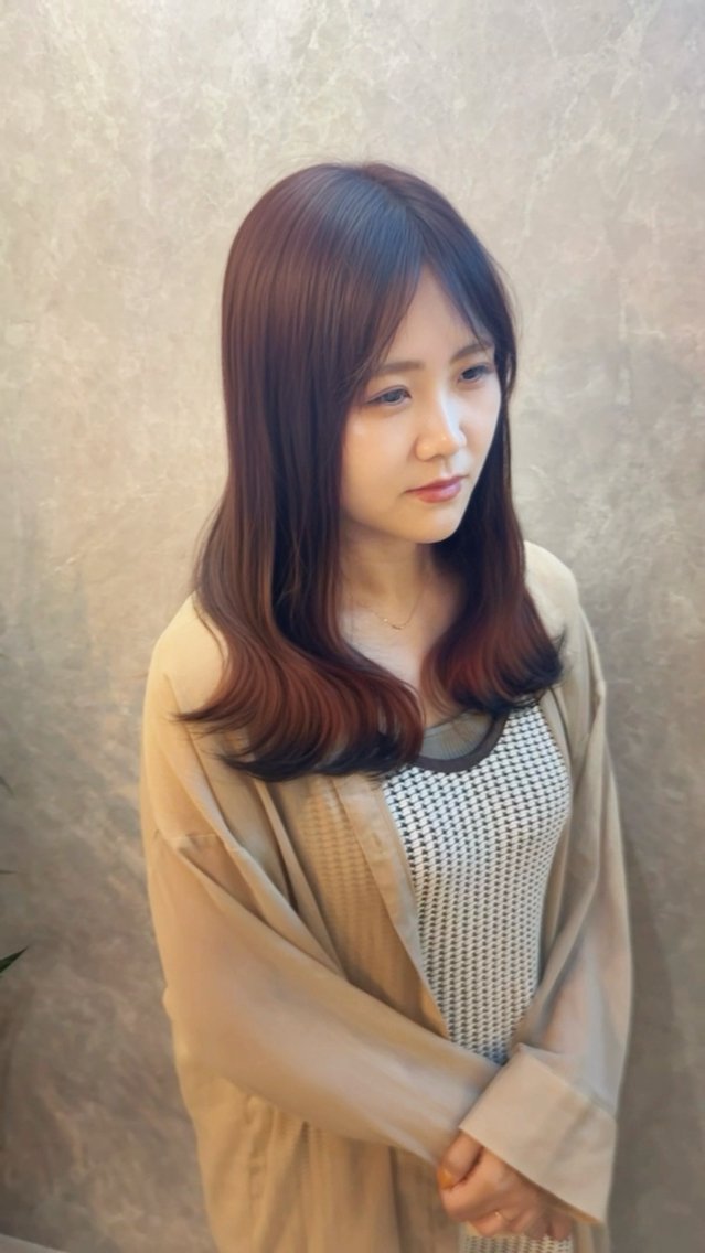 ロング カラー 黒髪 ブリーチ ケアブリーチ オレンジ ヘアカラー トリートメント ブリーチの神 KYONのその他イメージ