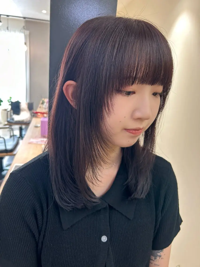 セミロング カラー ディープラベンダー ラベンダーカラー レイヤーカット hubhair レイヤー/透明感のヘアスタイル