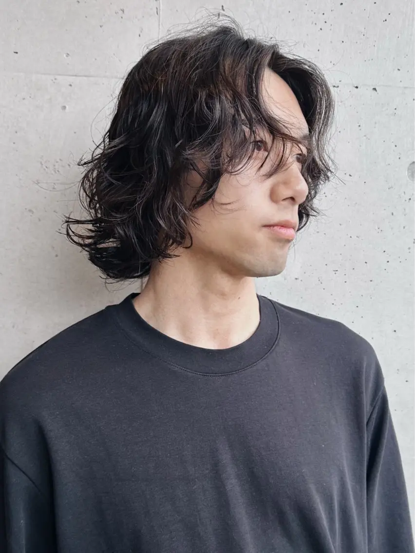 ミディアム パーマ メンズ カット パーマ トリートメント 前野 日奈のヘアスタイル