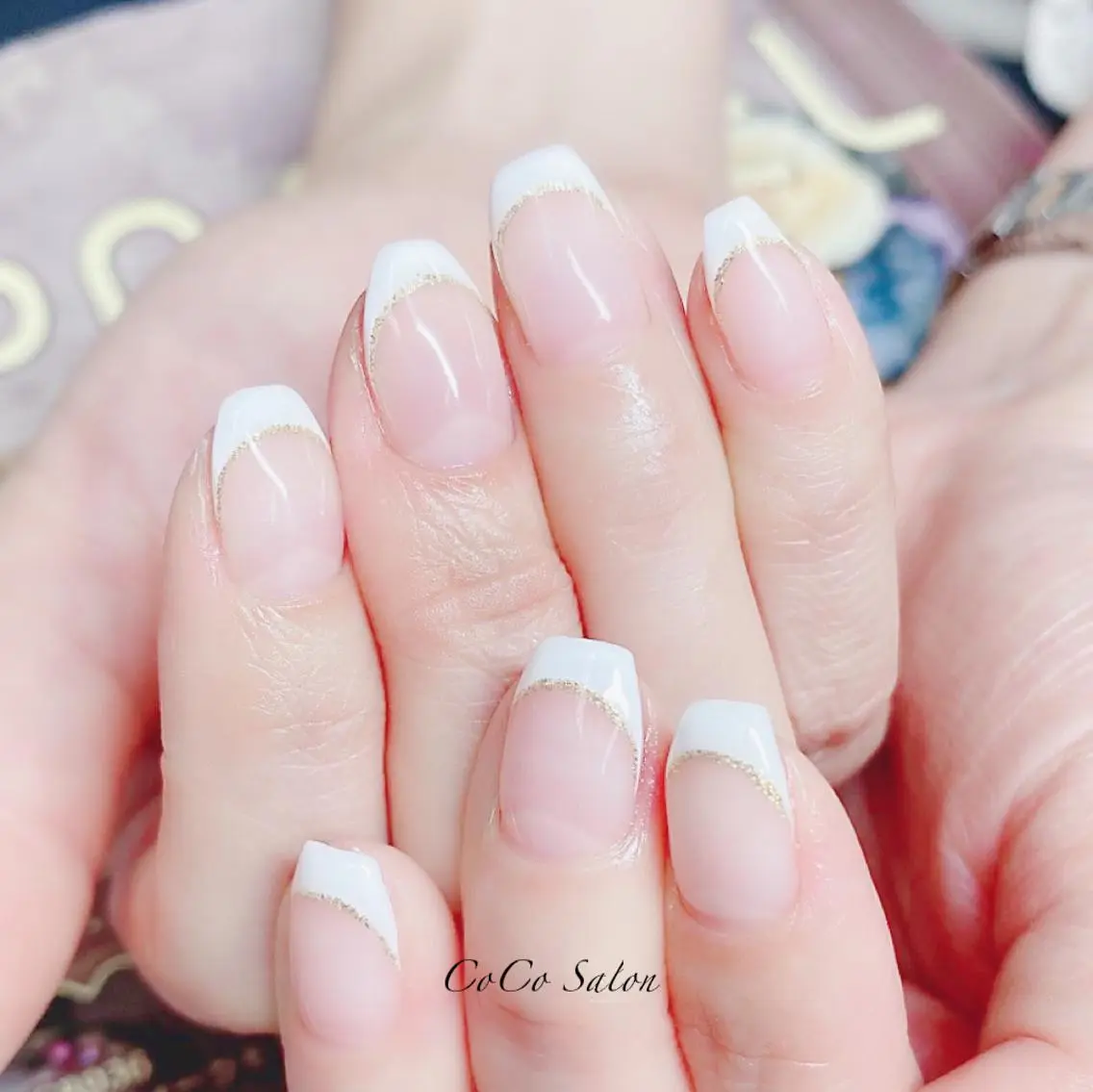 ネイル 長さ出し フレンチネイル ジェルネイル 韓国ネイル オフィスネイル CoCoSalon ネイル/まつ毛予約のネイルデザイン