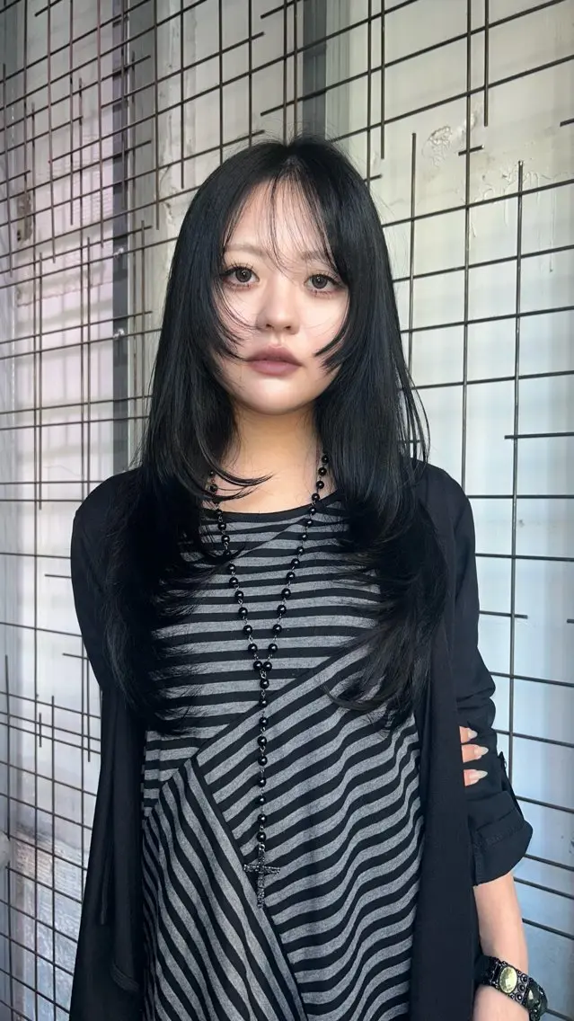 ロング カラー レイヤーカット カット ヘアカラー MAAI/ぱつっと ボブ/シールエクステのヘアスタイル