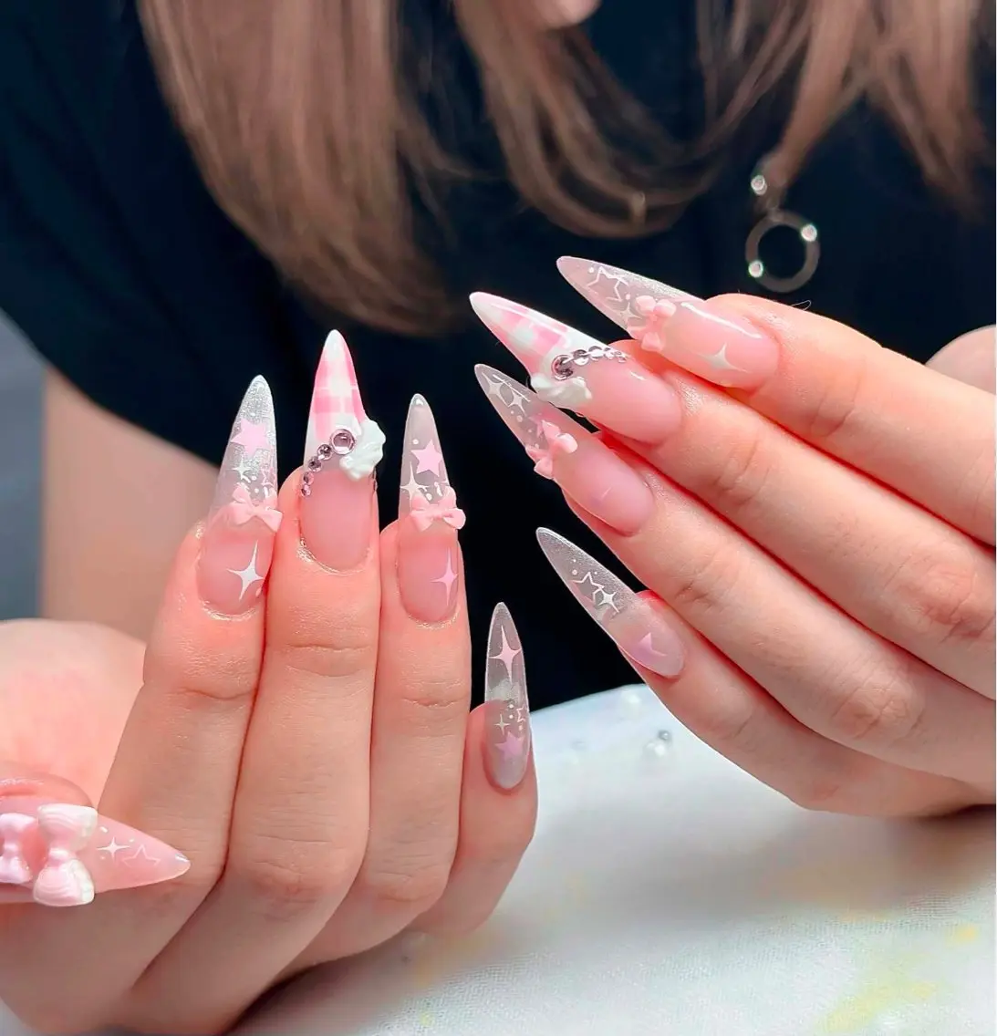 ネイル チークネイル フレンチネイル キラキラネイル 韓国ネイル マグネットネイル ハンドネイル yuuna hbabynailのネイルデザイン