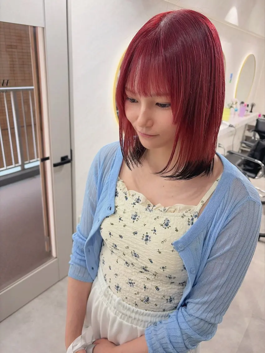 ミディアム カラー ヘアカラー トリートメント 髪質改善will hairdesignのヘアスタイル
