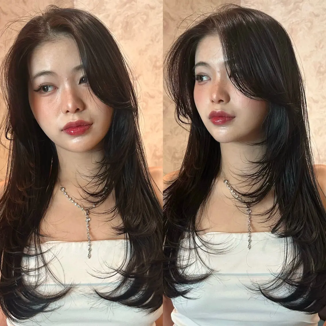 ロング カラー カット ヘアカラー トリートメント 🍒ハイレイヤー🍒 海外ヘア🍒Momoのヘアスタイル