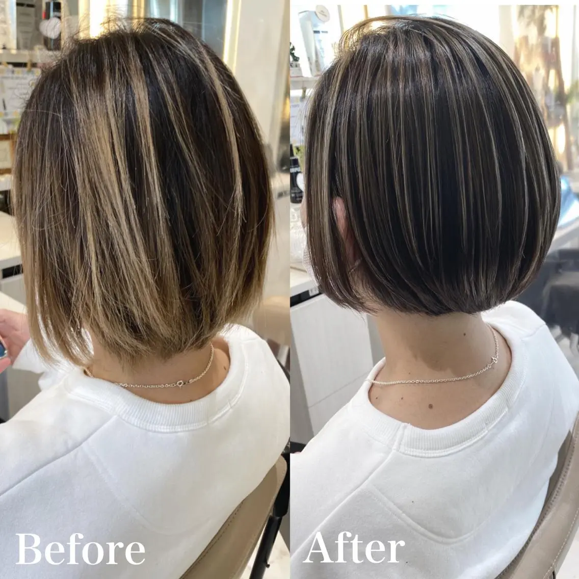 ミディアム カラー バレイヤージュ 髪質改善 レイヤーカット カット ヘアカラー トリートメント 山崎俊輔/髪質改善 /バレイヤージュのヘアスタイル