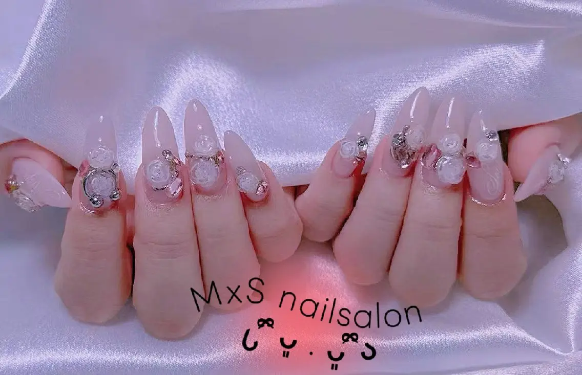 ネイル ジェルネイル 氷ネイル・うるうるネイル 韓国ネイル パラジェル 夏ネイル ハンドネイル M×S Nail みなのネイルデザイン
