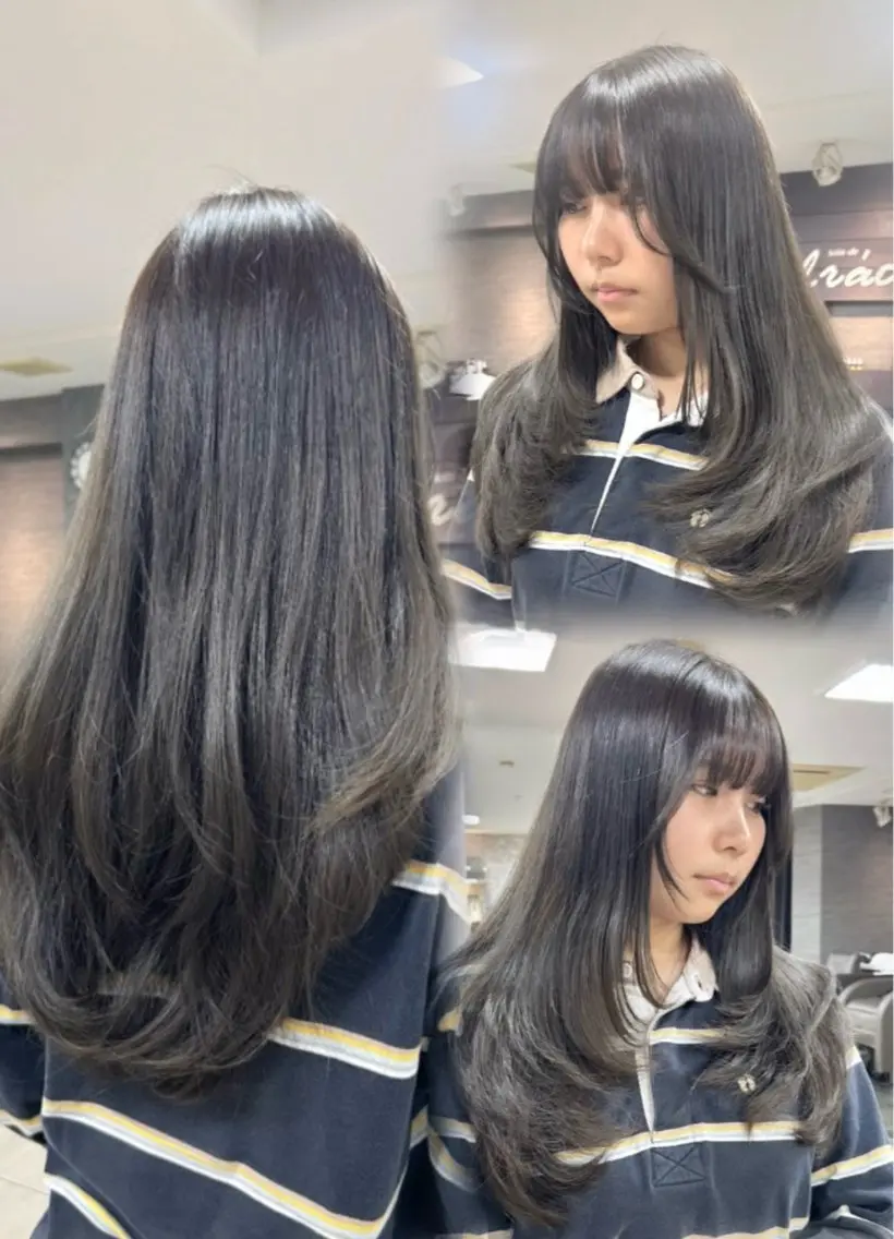 ロング レイヤーカット ロング カット ヘアカラー レイヤー/艶髪カラー 森本くるみのヘアスタイル