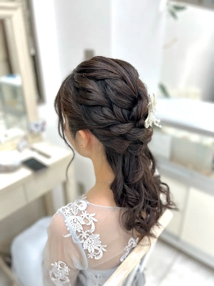 ヘアアレンジ ハーフアップ ポニーテール 似合わせヘアメイク 💐オダギリチアキのヘアスタイル