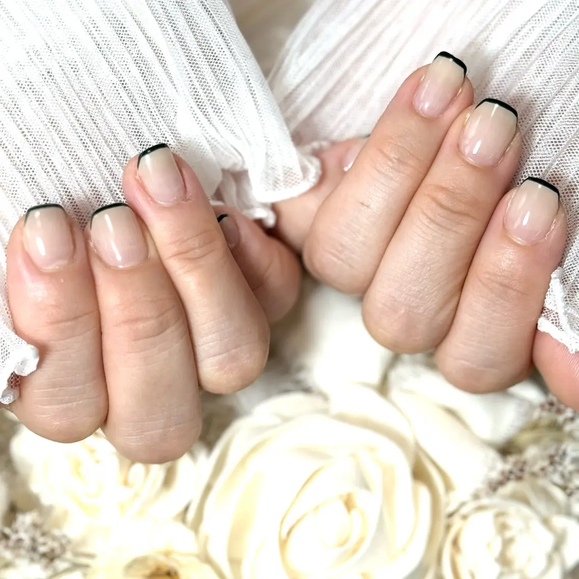 ネイル フレンチネイル グリーン Hana_ Rieのネイルデザイン