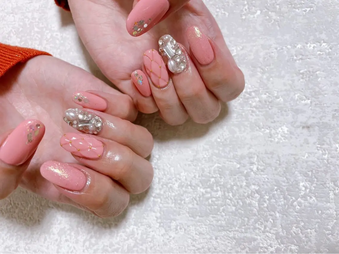 ネイル ジェルネイル キラキラネイル メンズネイル パラジェル 春ネイル kiki nail たまプラーザのネイルデザイン