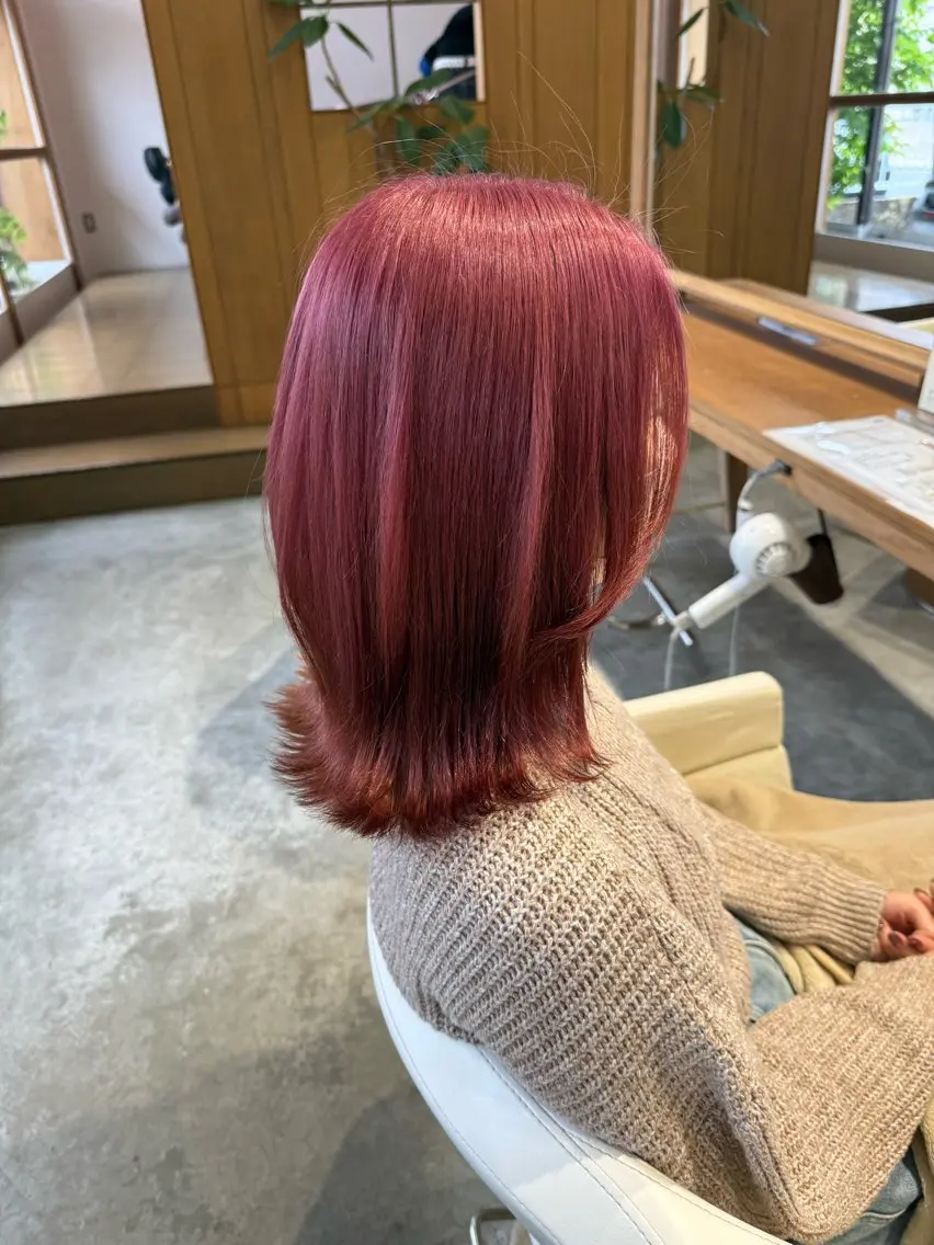 セミロング カラー ブラウンカラー ピンクカラー ピンクブラウン カット ヘアカラー WATANABE MISAKIのヘアスタイル