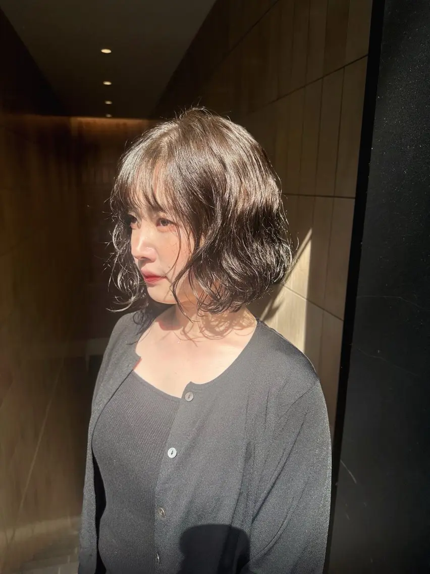 ミディアム カラー パーマ グレージュ オリーブグレージュ オリーブグレー カット ヘアカラー トリートメント hibiki/セット /透明感カラーのヘアスタイル