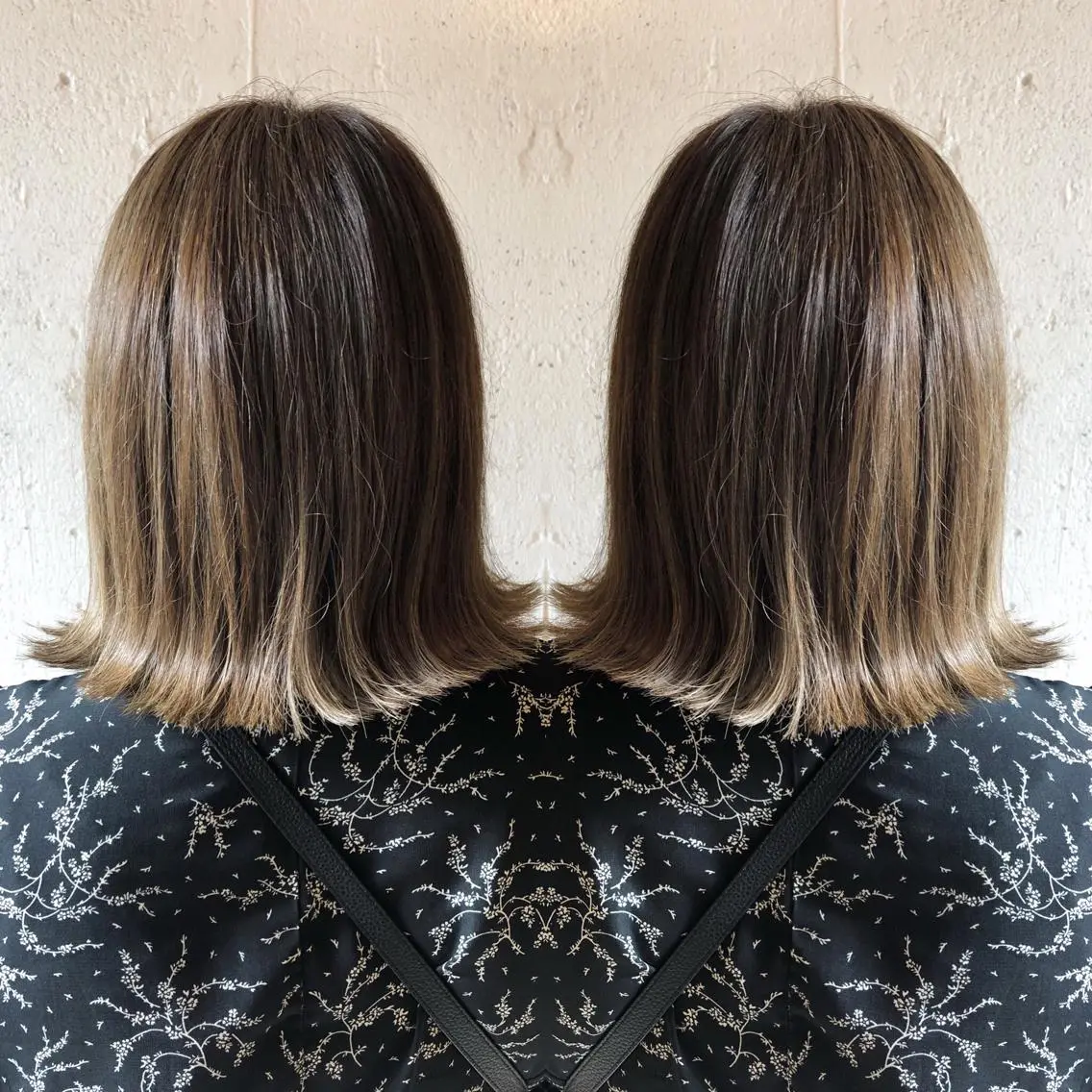 ミディアム ハイライト あらき ちさとのヘアスタイル